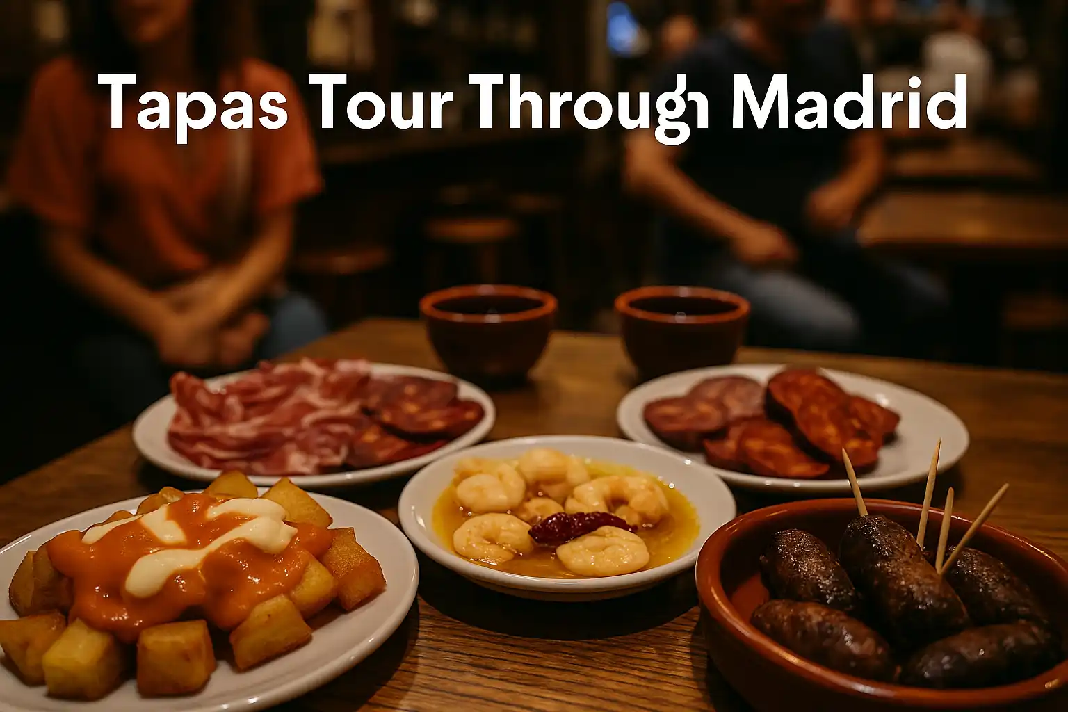 Traditional tapas dishes on a food tour through Madrid