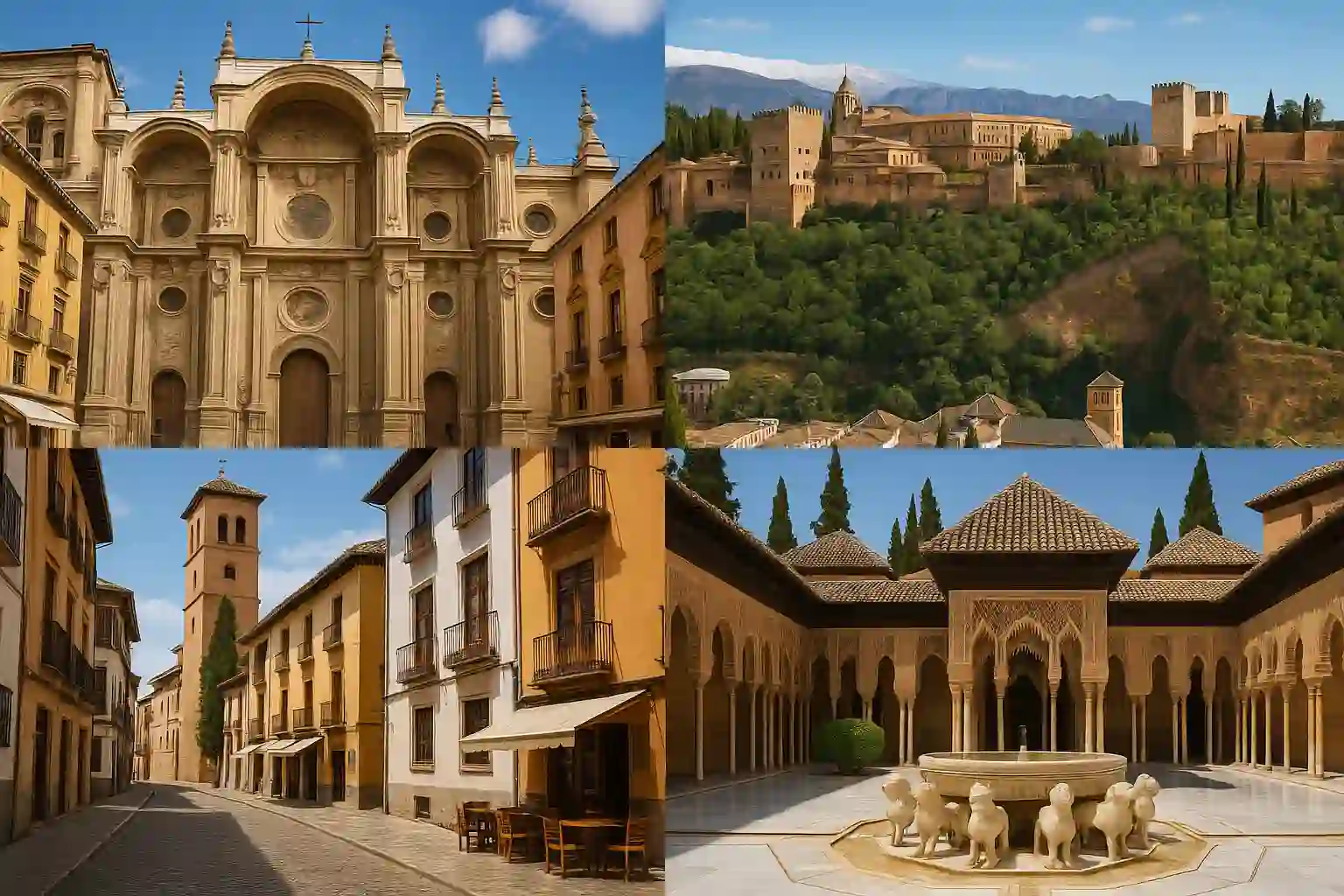 Panoramic view of Granada with Alhambra, Albaicín and Sierra Nevada