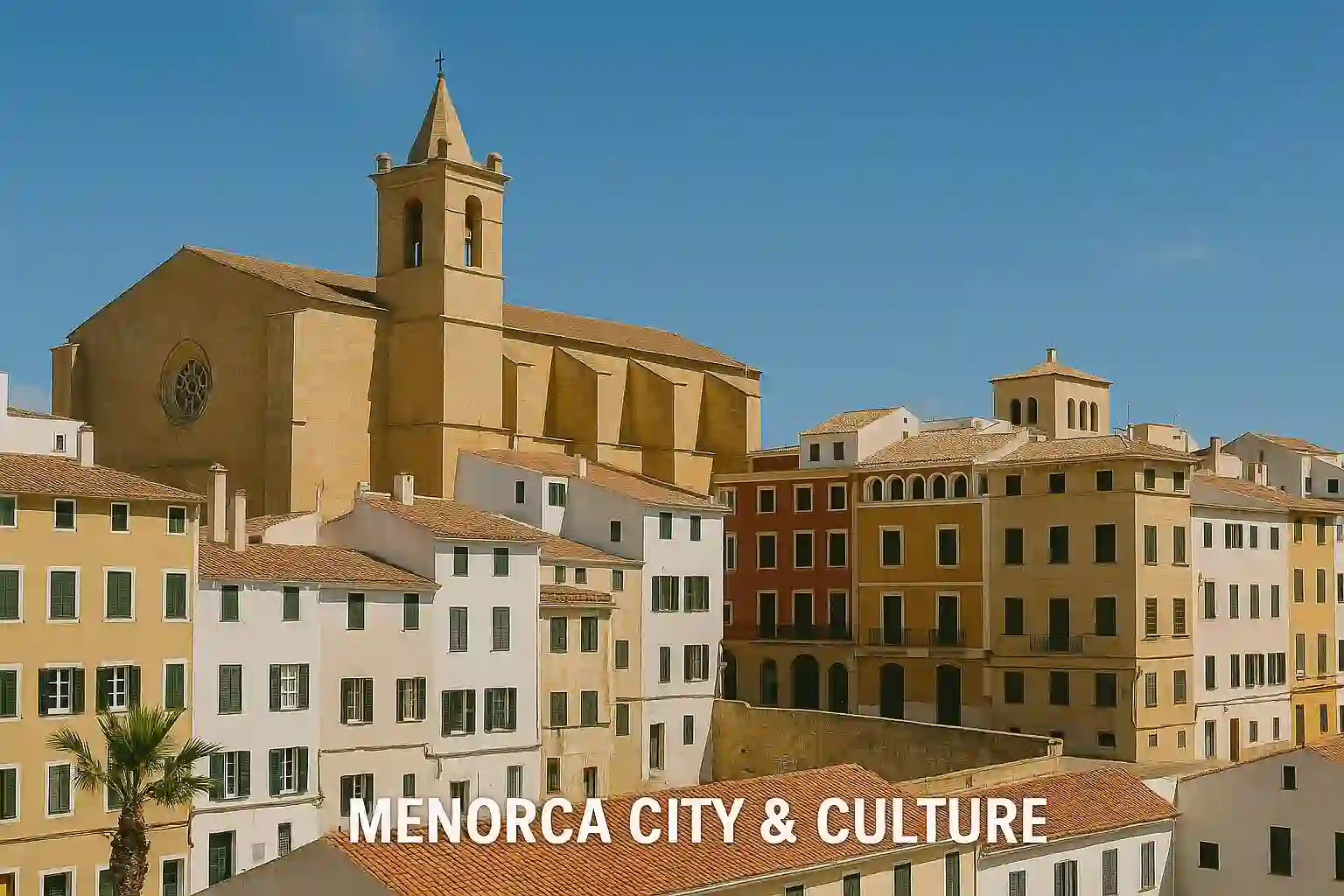 Mahón harbour promenade, historic facades, cloisters and Menorcan festival horses