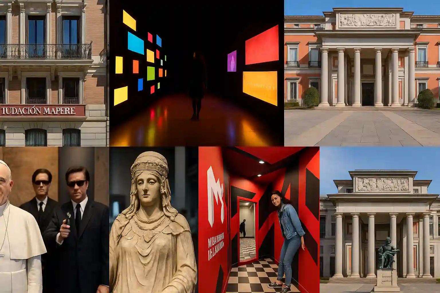 Madrid museum collage at golden hour