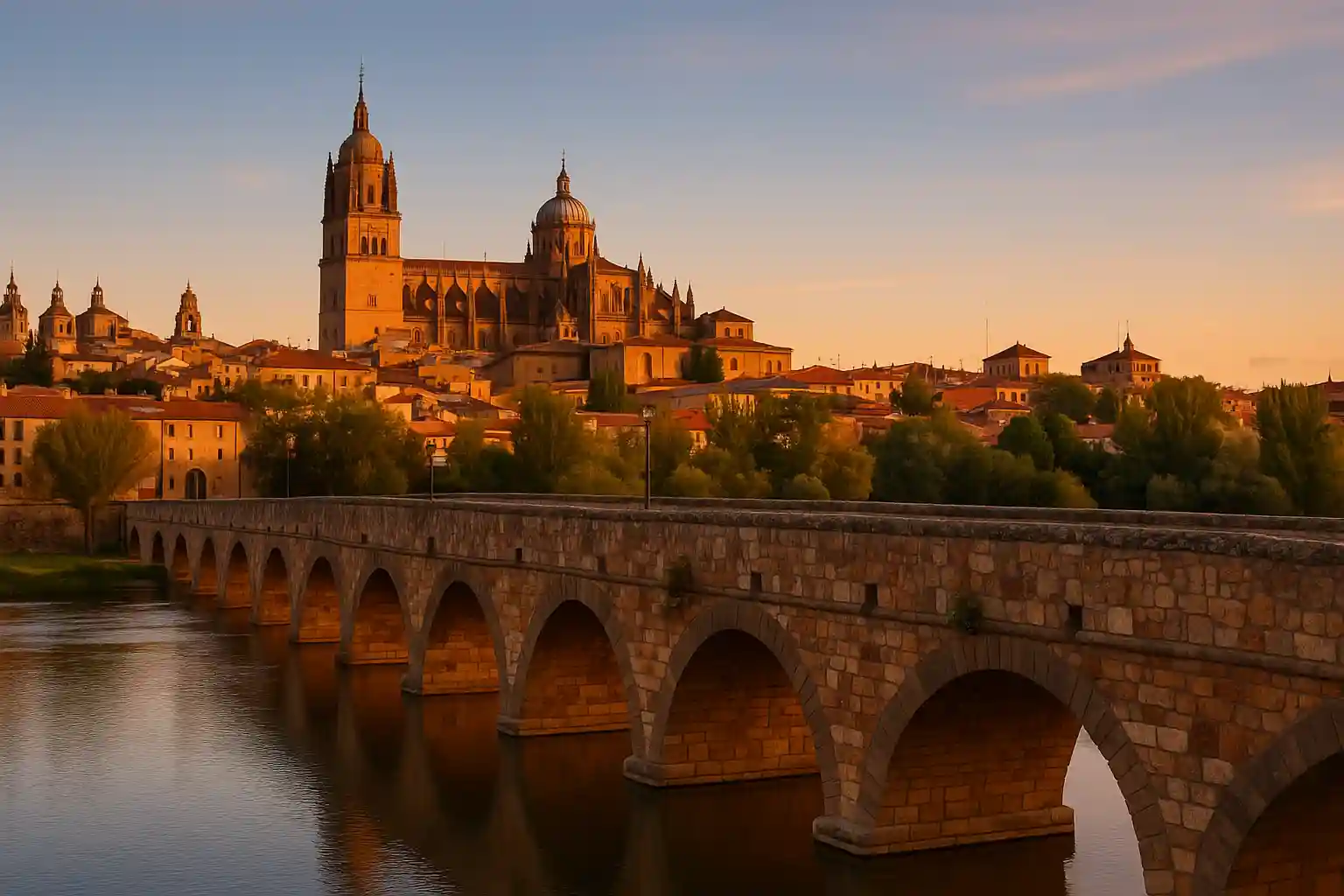 Panoramic view of Salamanca’s Plaza Mayor and Ávila’s medieval walls on a day trip from Madrid