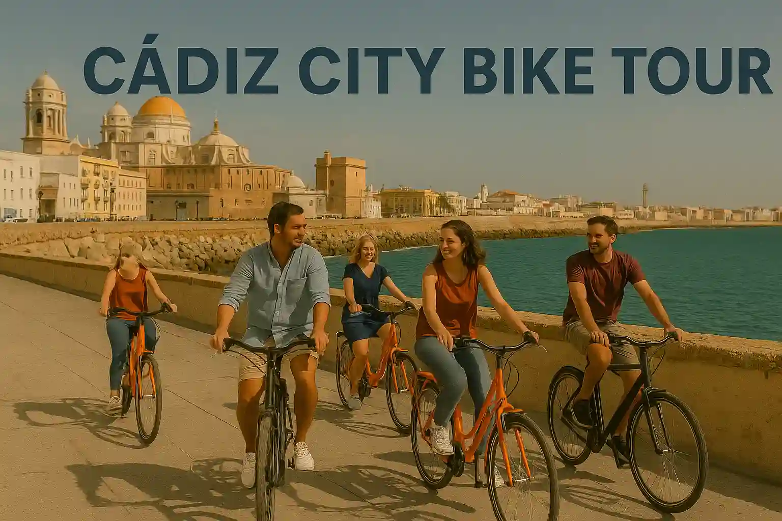 Cádiz city bike tour along seaside promenades and historic streets