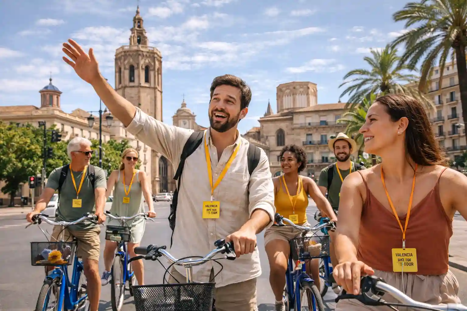 Valencia Bike Tour — cycling through the Turia Gardens toward the City of Arts and Sciences