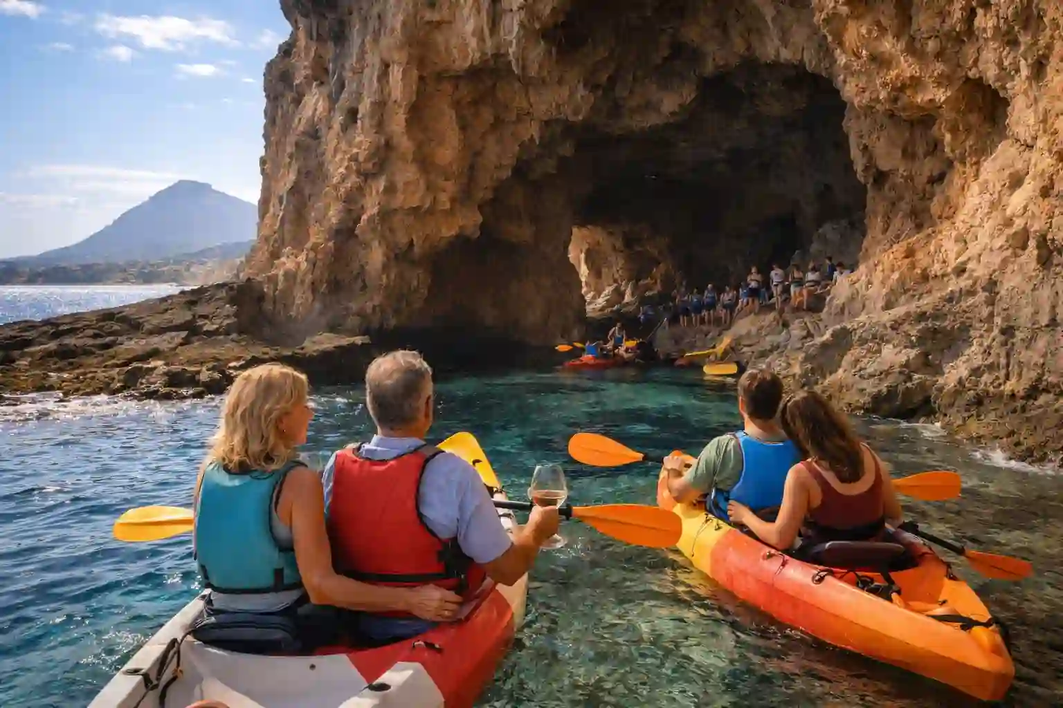 Dénia Cova Tallada kayak trip — sea kayaking along coastal cliffs to the historic cave, Costa Blanca