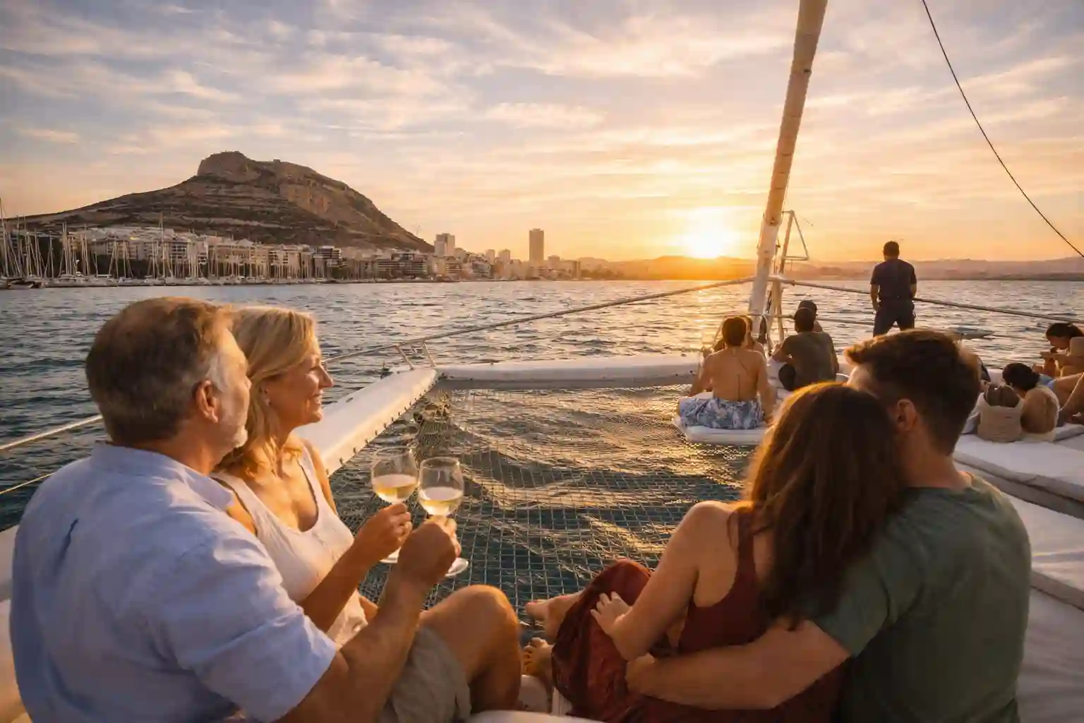 Late afternoon catamaran cruise Alicante — 2-hour sail along the bay with swim stop and sunset views