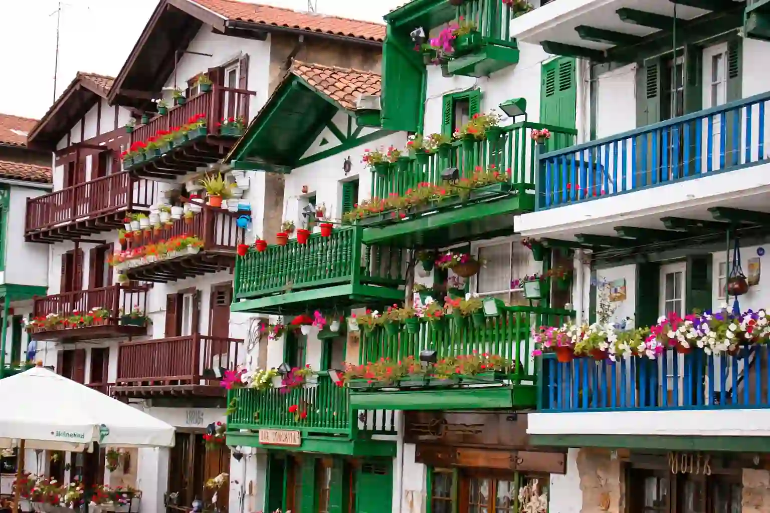 Hondarribia's colourful La Marina fishing district on the Bidasoa estuary