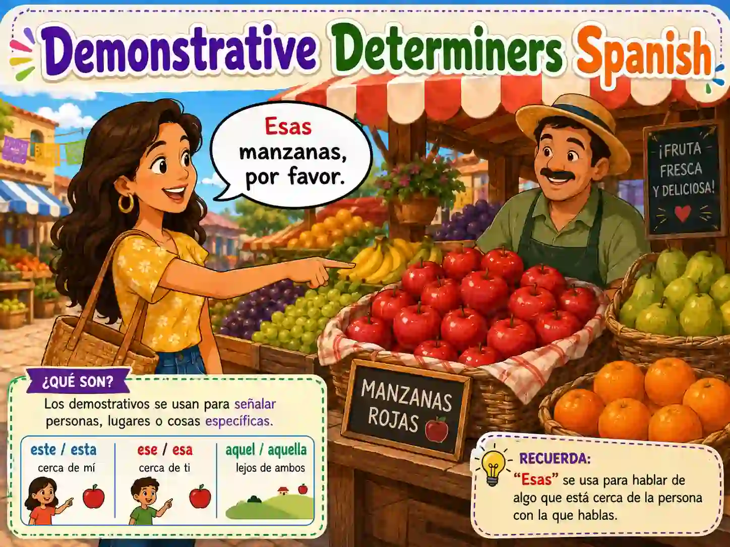 Spanish demonstrative determiners with este ese aquel esta esa aquella estos esos aquellos