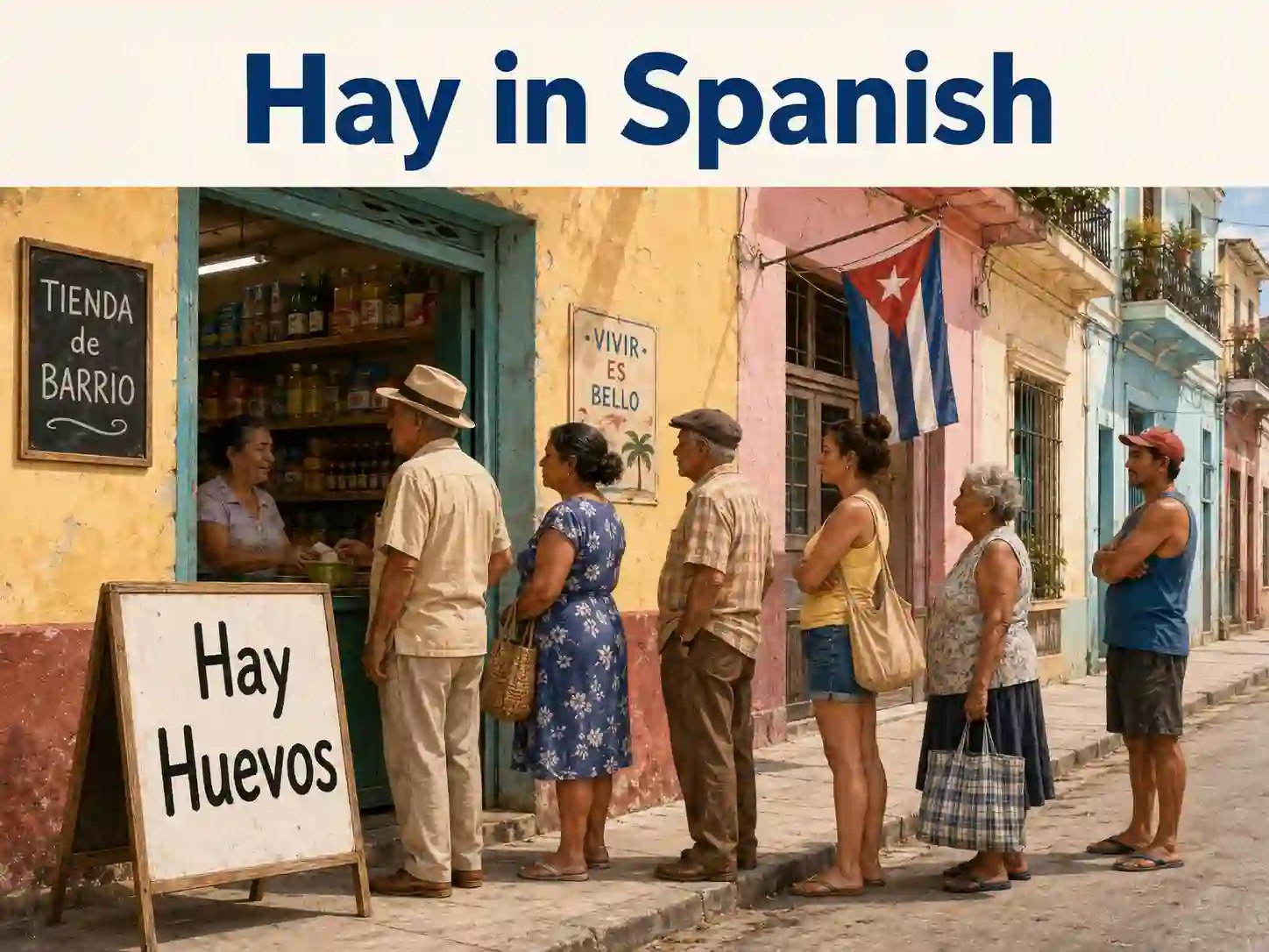 Hay in Spanish with there is and there are examples