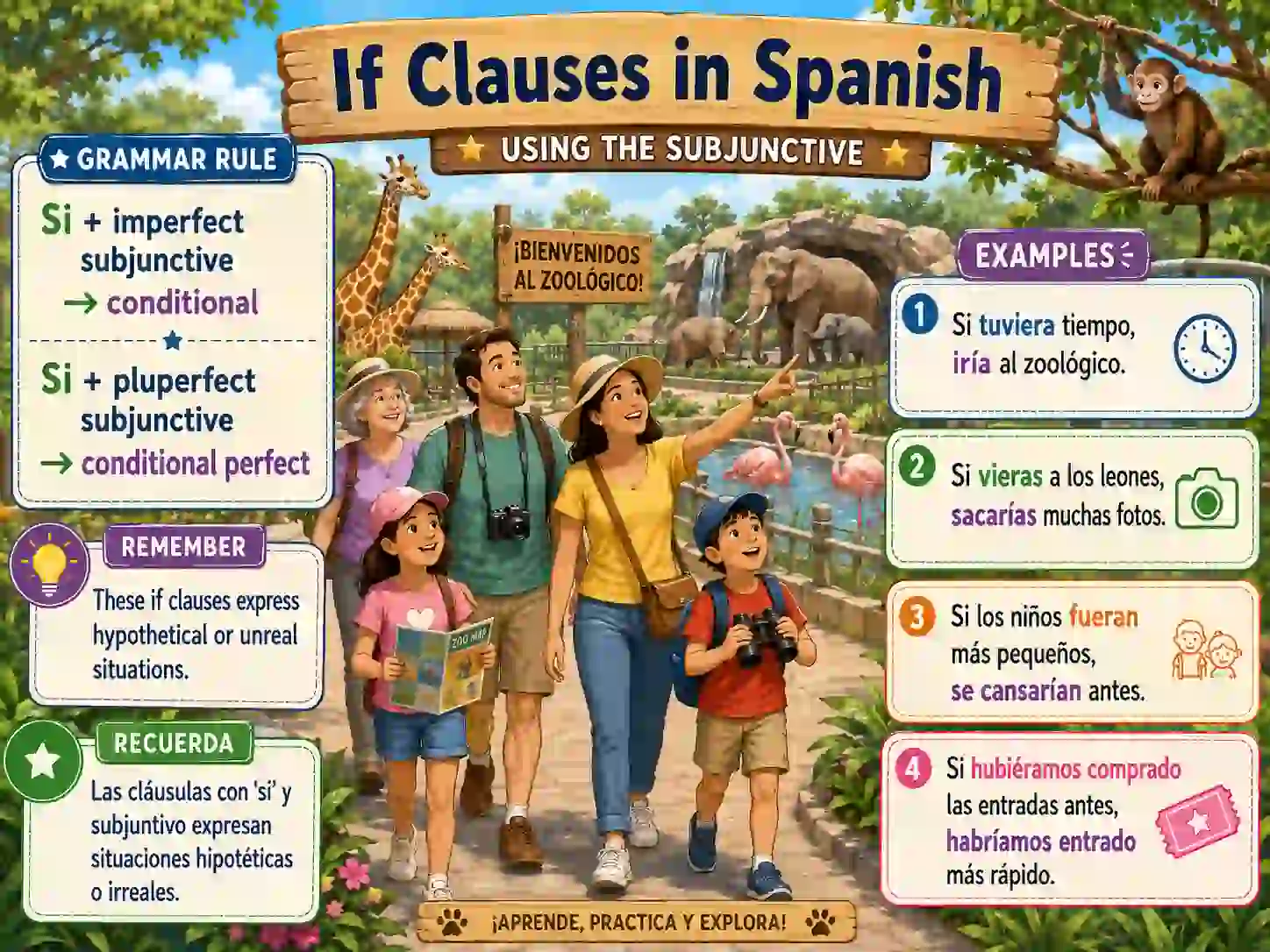 If clauses in Spanish using the subjunctive with si tuviera si fuera and si hubiera tenido