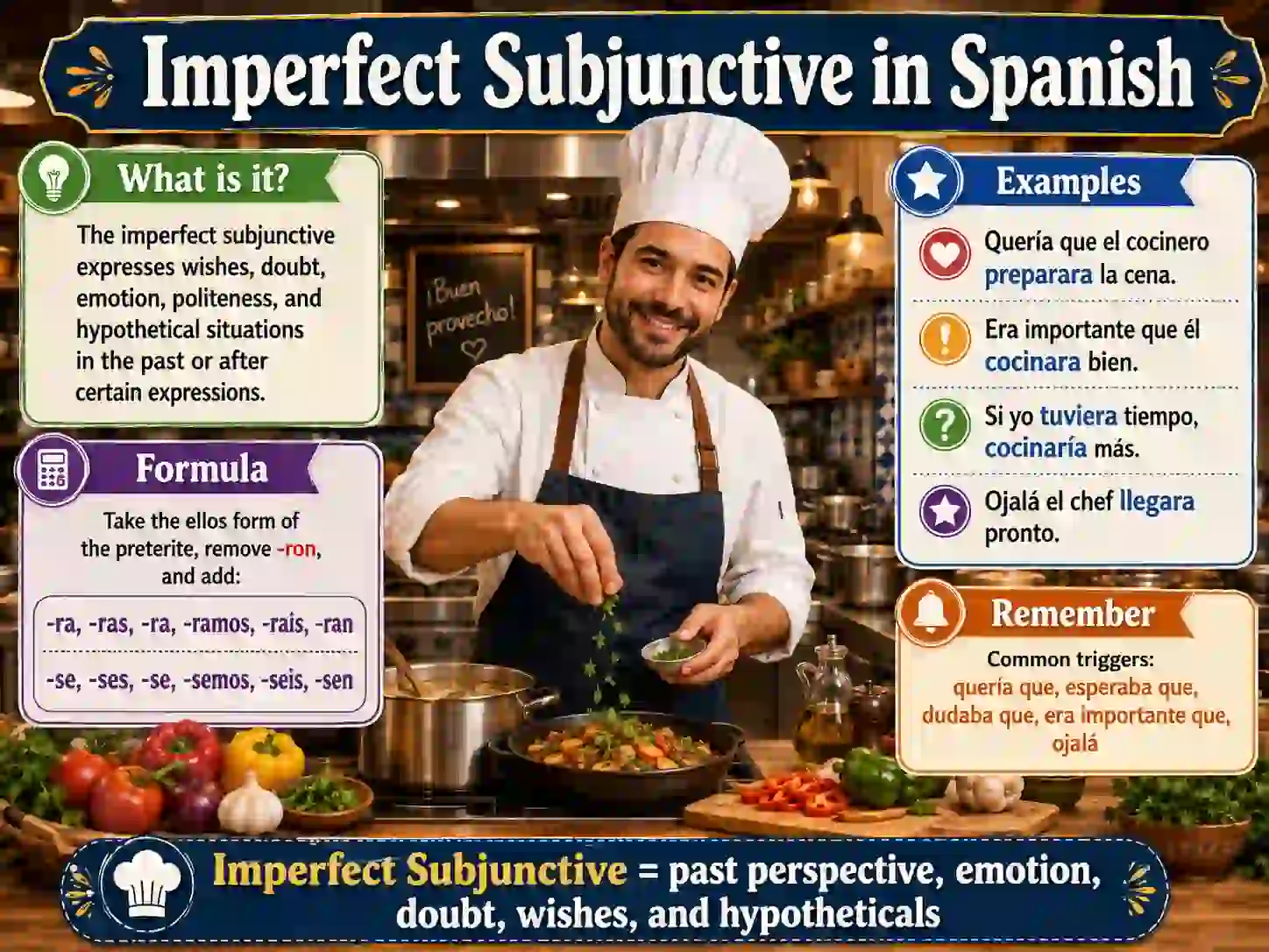 Imperfect subjunctive in Spanish with hablara comiera viviera fuera tuviera and pudiera