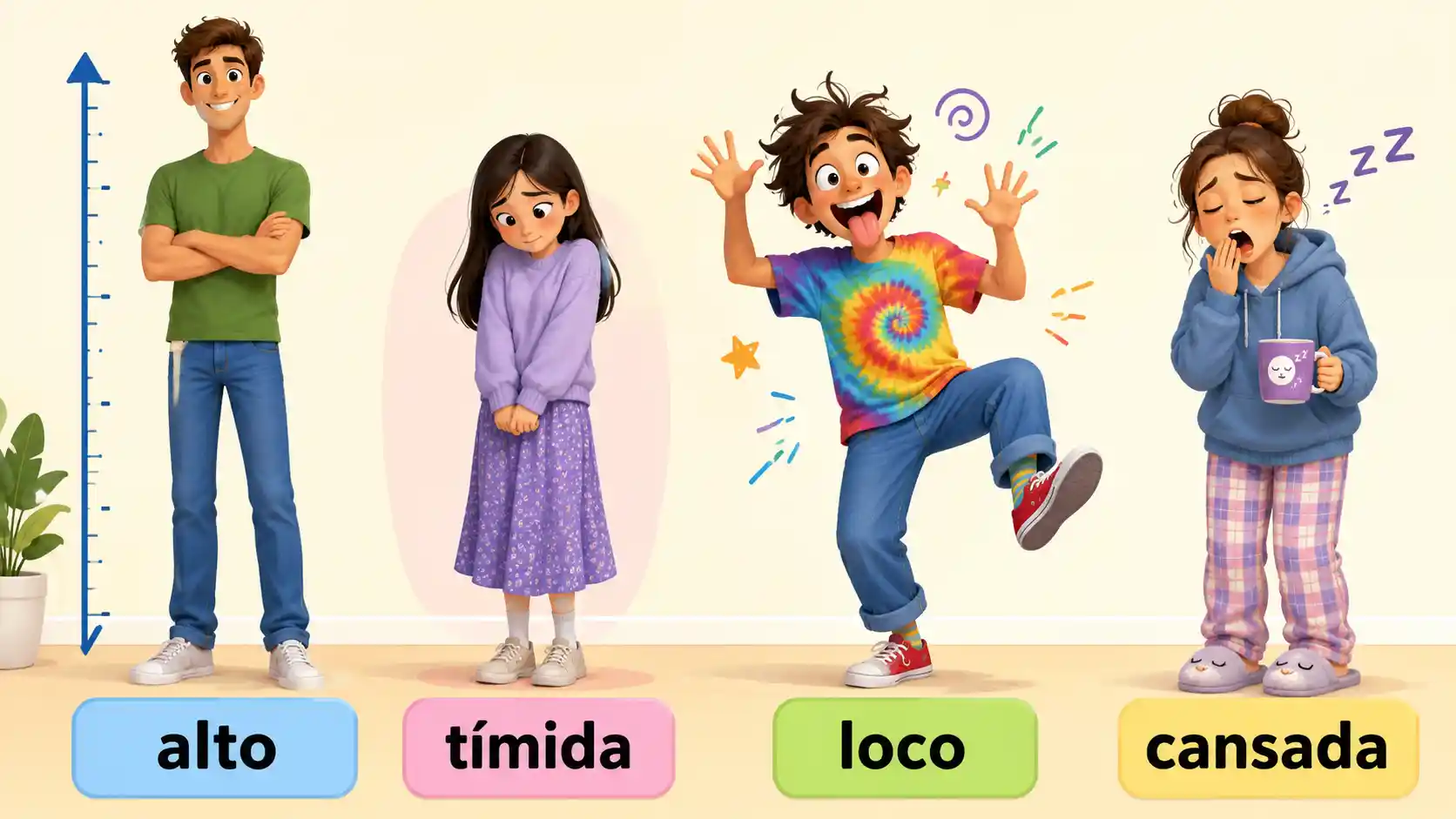 Learn Spanish adjectives with agreement, position, ser estar and intensifiers