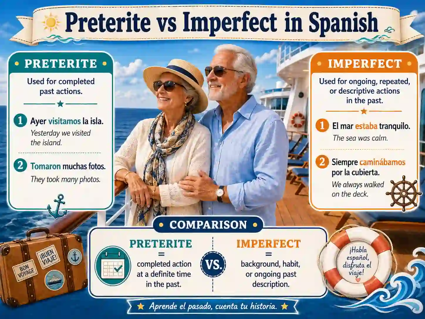 Preterite vs imperfect in Spanish with hablé and hablaba