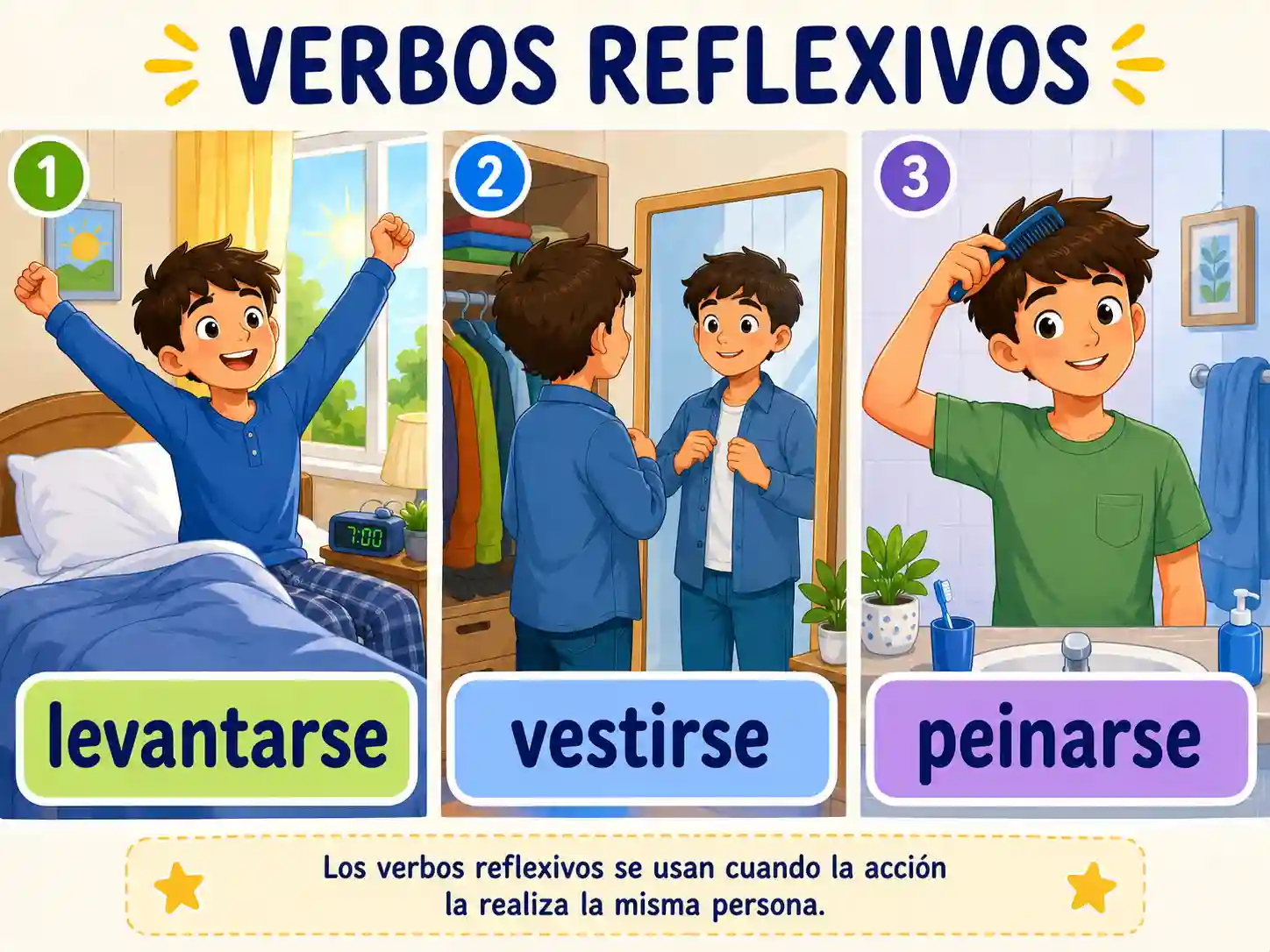 Reflexive verbs in Spanish with me te se nos and os pronouns
