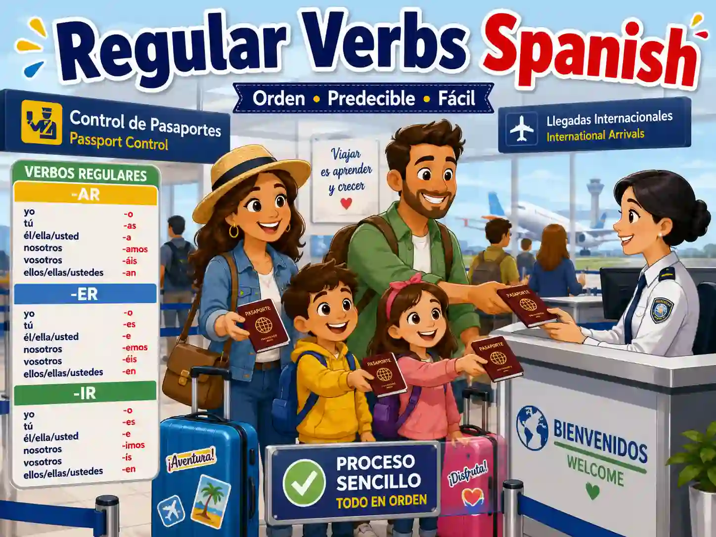 Regular verbs in Spanish with ar er and ir endings