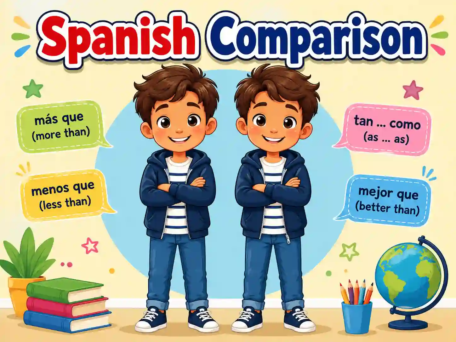 Spanish comparison with mas que menos que tan como tanto como mejor peor and superlatives