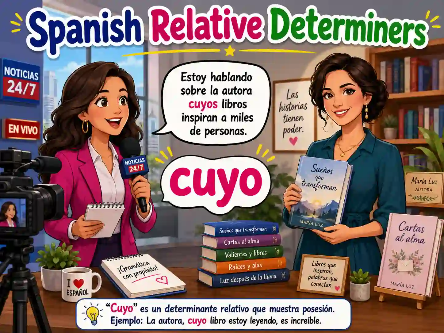 Spanish relative determiners with cuyo cuya cuyos cuyas and cuanto forms