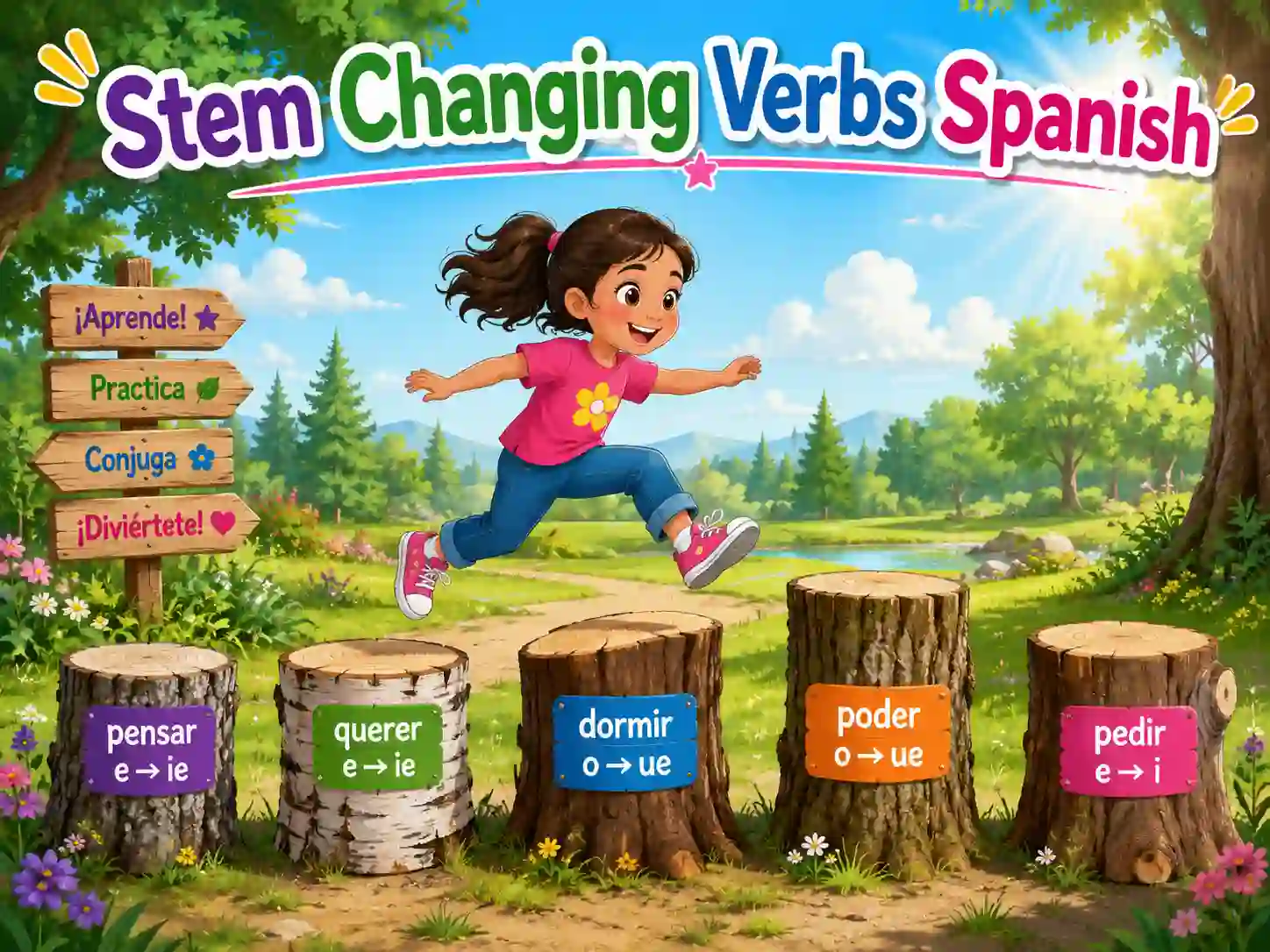 Stem-changing verbs in Spanish with e to ie o to ue e to i and u to ue patterns