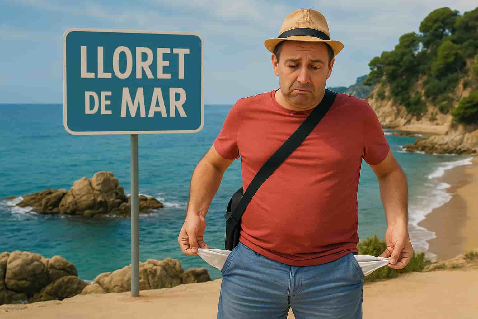 Urlaubskosten Lloret de Mar 1 Tourist an der Küste von Lloret de Mar ohne Geld in der Hosentasche