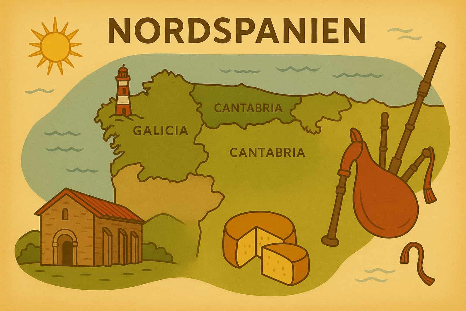 Nordspanien 1 Blick auf die Küste Nordspaniens mit Bergen im Hintergrund