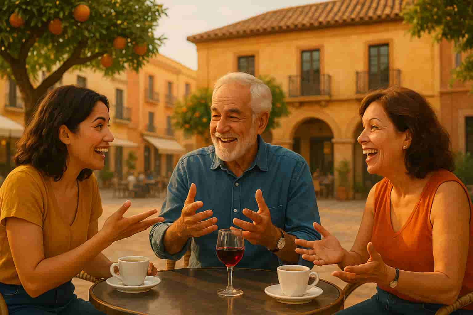 Kommunikation 1 Spanische Kommunikation lernen auf einer Plaza